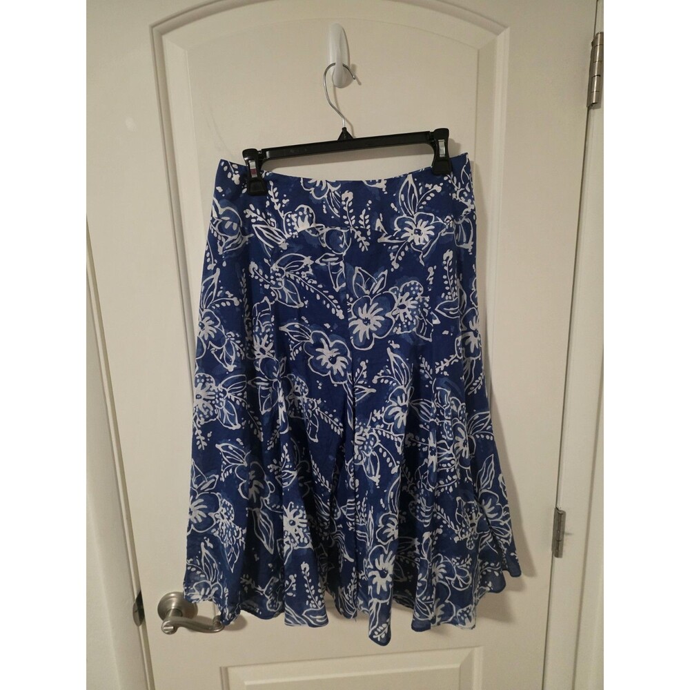 Jones New York Women's Blue Skirt Size 4, 100% Cotton Flowy Flare